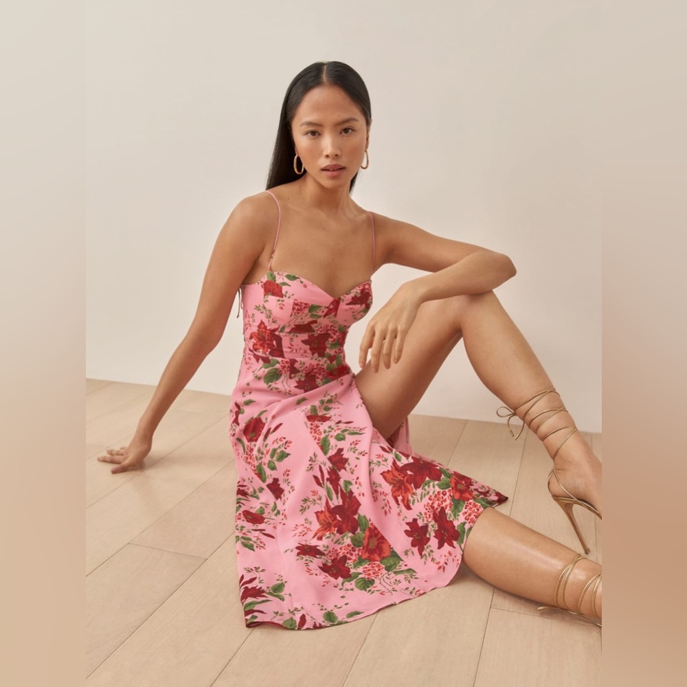 Reformation Pink Floral Midi Dress - Picture 2 of 4